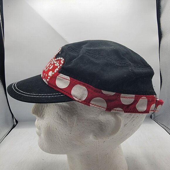 Disney Parks Adults Black Red Polka Dot Rhinestone Minnie Mouse Cap Hat - Picture 2 of 9